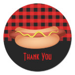 Pretty Red Gingham Hotdog Thank You Seal Stickers