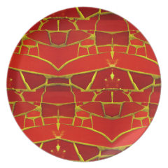 Pretty Red Mosaic Tiles Girly Pattern Party Plates