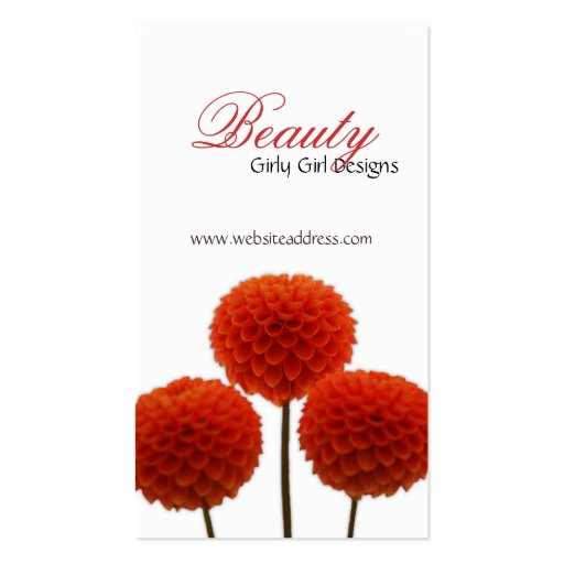 Pretty Red Pom Flowers Business Cards (front side)