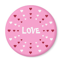 Pretty Red & White Hearts Pink Custom Love Refrigerator Magnet