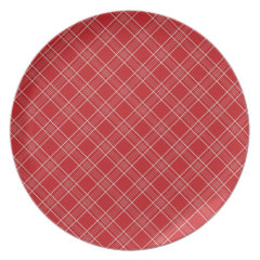 Pretty Red White Stripes Plaid Pattern Gifts Party Plate