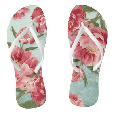 Pretty Retro Flower Bridesmaid Wedding Chintz Flip Flops