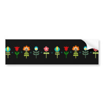 Pretty Retro folk flowers Bumper Stickers