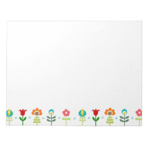 Pretty Retro folk flowers Scratch Pad