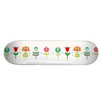Pretty Retro folk flowers Skateboards