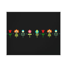 Pretty Retro folk flowers Stretched Canvas Print