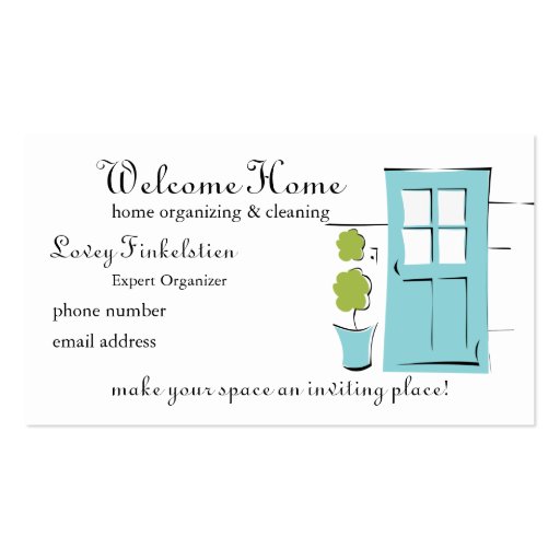 Pretty Robin's Egg Blue Door Business Card Template (front side)