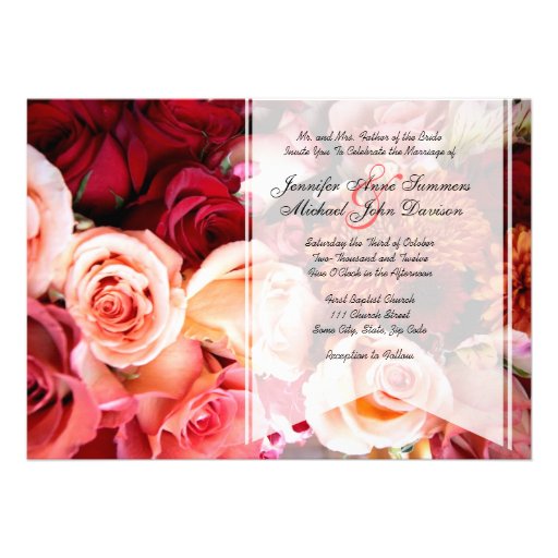 Pretty Romantic Pink Roses Wedding Custom Announcement