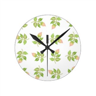 Pretty Rosebud-patterned Wall Clock