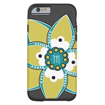 Pretty Sage and Blue Flower Petal Design Tough iPhone 6 Case