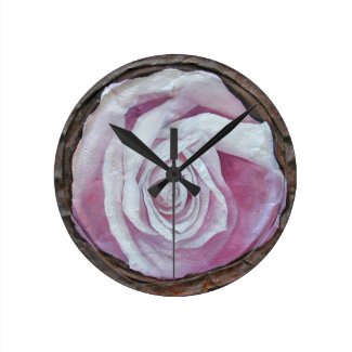 Pretty shabby chic retro pink roses wall clocks
