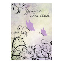 Pretty Silhouette Butterfly Baby Shower Invite