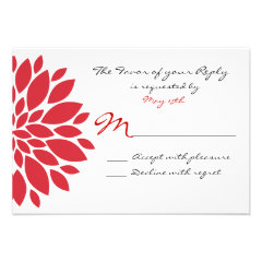 Pretty Simple Red Flower Art Wedding RSVP Cards