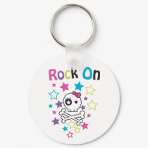 PRETTY SKULL AND BOW ROCK ON KEYCHAIN by petals615 PRETTY SKULL AND BOW ROCK ON KEYCHAIN