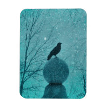 Pretty Snow Crow Rectangular Magnet