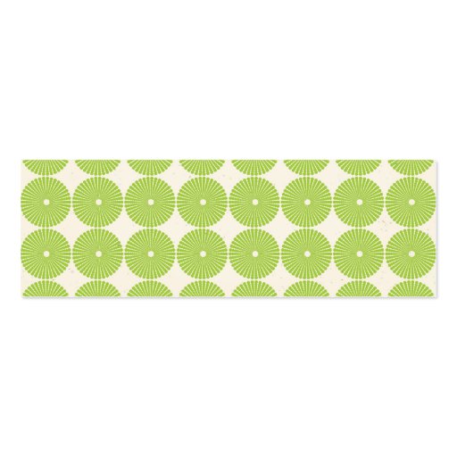 Pretty Spring Green Girly Circles Disks Pattern Business Cards (back side)