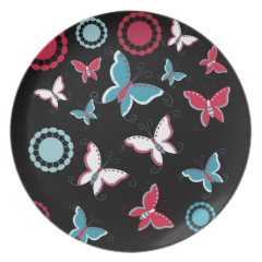 Pretty Spring Pink Blue Butterflies for Girls Dinner Plate