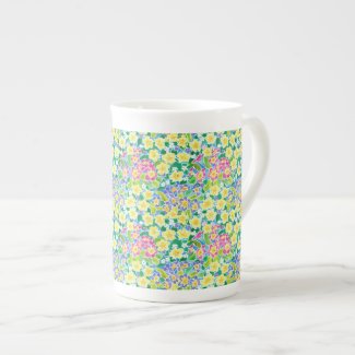 Pretty Spring Primroses Bone China Coffee Mug, Porcelain Mug