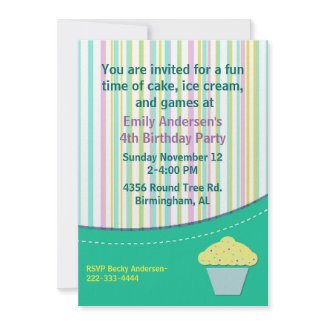 Pretty Striped Birthday Invitation invitation