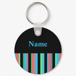 Pretty Striped Keychain Template - Blue Text keychain