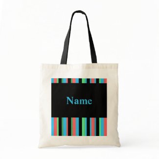 Pretty Striped Tote Bag Template - Blue Text bag