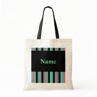 Pretty Striped Tote Bag Template - Green Text bag