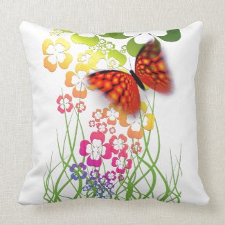 pretty summer butterfly and flowers cushion pillow