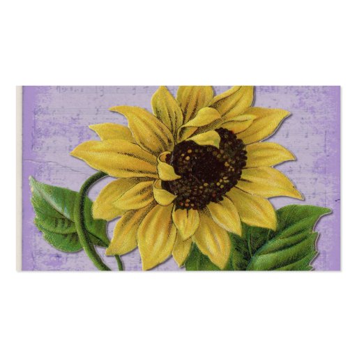 Pretty Sunflower On Sheet Music Business Card (front side)