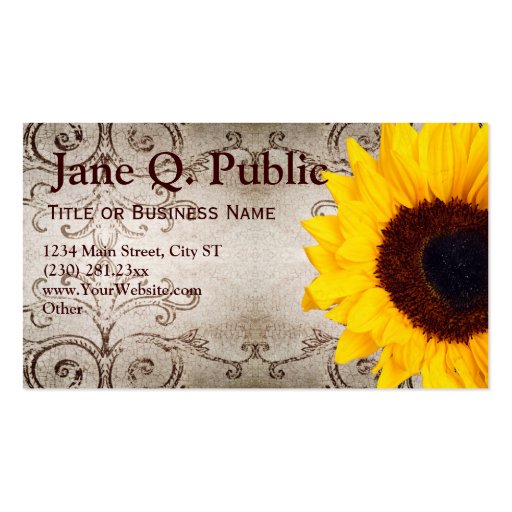 Pretty Sunflower Swirls Business Card Templates Zazzle