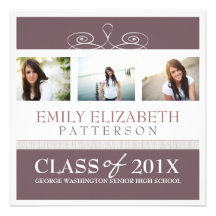 Pretty Swirl Photo Collage Graduation Invitation