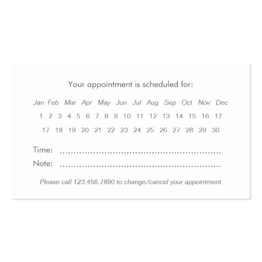 Pretty Swirls Appointment Reminder Card Business Cards (back side)