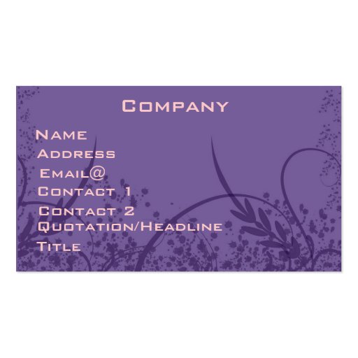Pretty Swirly Profile Card Business Card Templates (front side)