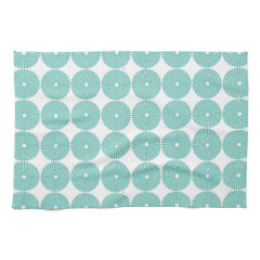 Pretty Teal Aqua Turquoise Blue Circles Disks Kitchen Towel