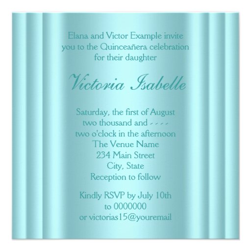 Pretty Teal Blue Photo Quinceanera Invites
