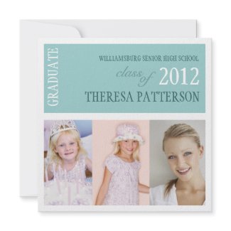 Pretty Teal Photo Collage Graduation Party