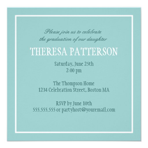 Pretty Teal Photo Collage Graduation Party Announcement