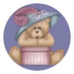 Pretty Teddy Bear with a Hat Box Stickers stickers