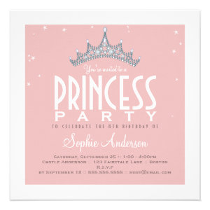Pretty Tiara Princess Birthday Party Invitation