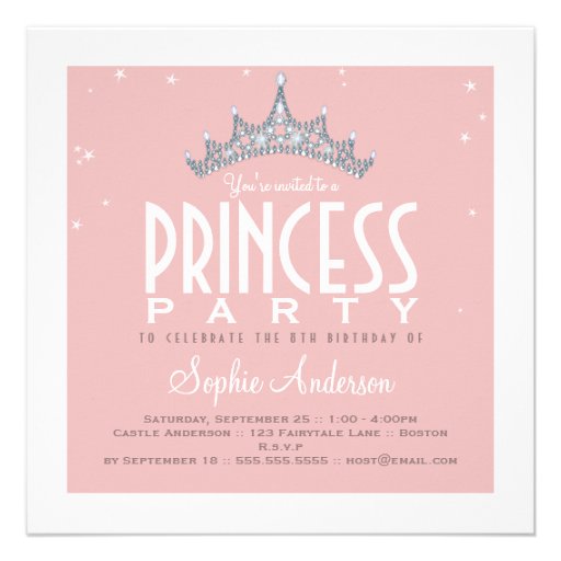 Pretty Tiara Princess Birthday Party Invitation