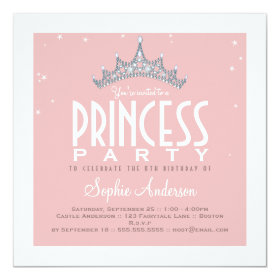 Pretty Tiara Princess Birthday Party Invitation 5.25