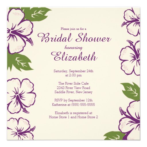 Pretty Tropical Hibiscus Bridal Shower Invitation