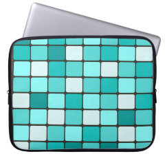 Pretty Turquoise Aqua Teal Mosaic Tile Pattern Laptop Computer Sleeve