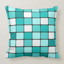 Pretty Turquoise Aqua Teal Mosaic Tile Pattern Throw Pillows