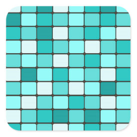 Pretty Turquoise Aqua Teal Mosaic Tile Pattern Square Sticker