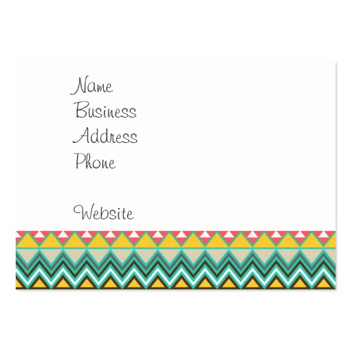 Pretty Turquoise Yellow Pink Native American Print Business Card Template