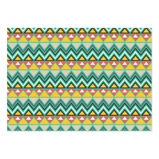 Pretty Turquoise Yellow Pink Native American Print Business Card Template (back side)