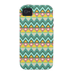 Pretty Turquoise Yellow Pink Native American Print Vibe iPhone 4 Cases