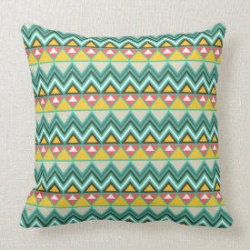 Pretty Turquoise Yellow Pink Native American Print Pillows