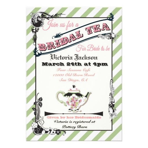 Pretty Victorian Bridal Shower Tea Party Cards