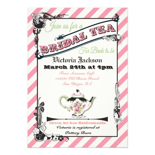 Pretty Victorian Bridal Shower Tea Party Personalized Invitations